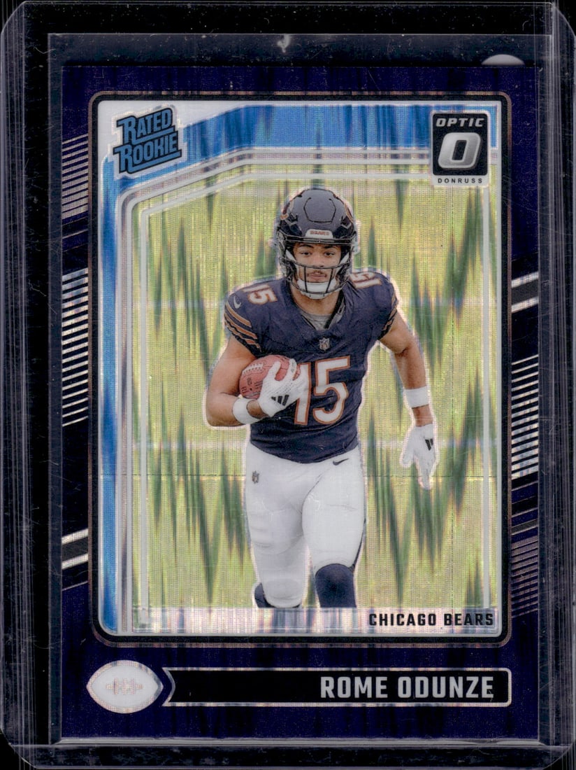 Rome Odunze Rookie Card Purple Shock Prizm 2024 Donruss Optic #286 Chicago Bears (1 of 2)