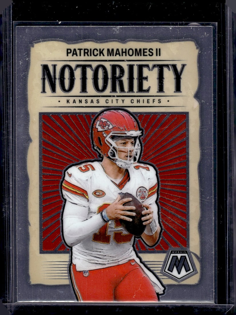 Patrick Mahomes Notoriety 2024 Panini Mosaic #1 Kansas City Chiefs: Panini Select, Prizm, Mosaic, Contenders, Zenith, Phoenix, Illusions, Absolute, Rookie NFL Sports Trading Cards, SP, SSP, Cards, Football Cards for Sale Near Me, Superbowl & Hall of Fame Player Cards,
