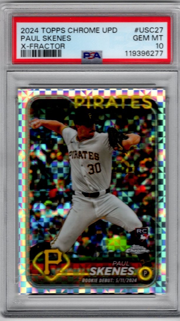 Paul Skenes Rookie Card Xfractor 2024 Topps Chrome Update #USC27 PSA 10 Pirates (1 of 2)