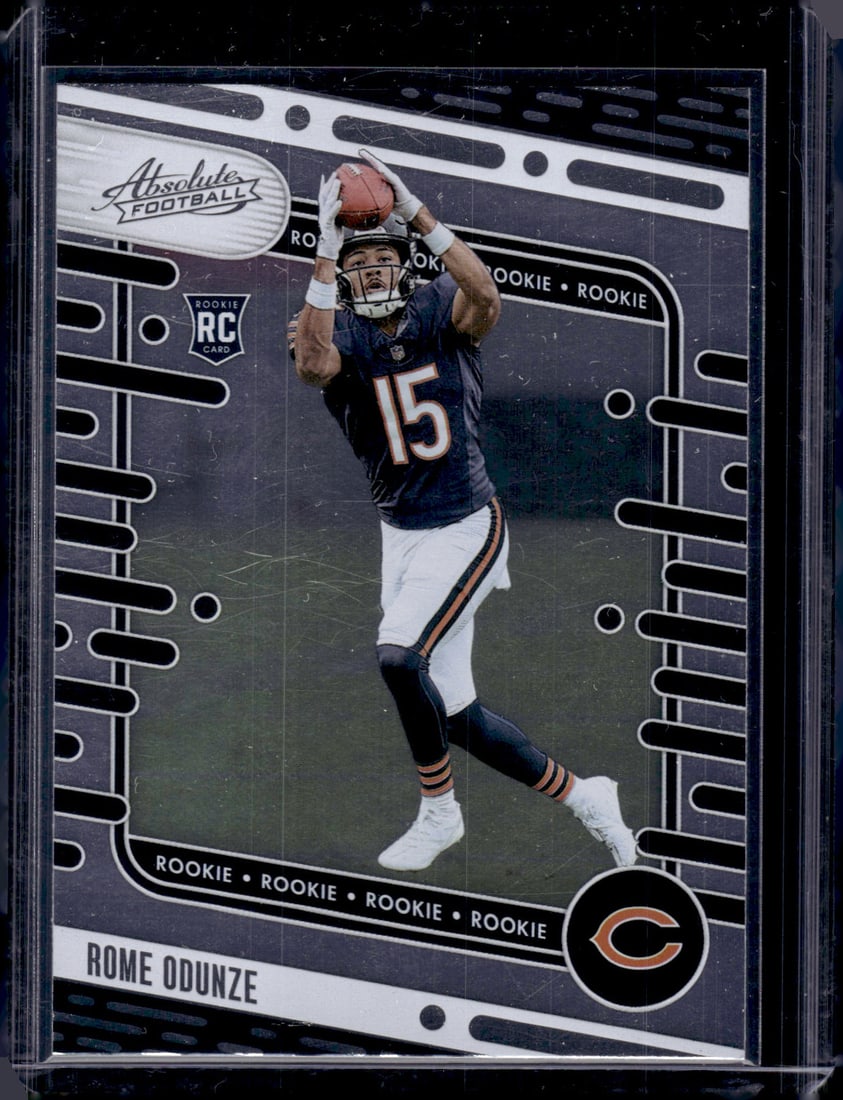 Rome Odunze Rookie Card 2024 Panini Absolute #109 Chicago Bears: Panini Select, Prizm, Mosaic, Contenders, Zenith, Phoenix, Illusions, Absolute, Rookie NFL Sports Trading Cards, SP, SSP, Cards, Football Cards for Sale Near Me, Superbowl & Hall of Fame Player Cards,