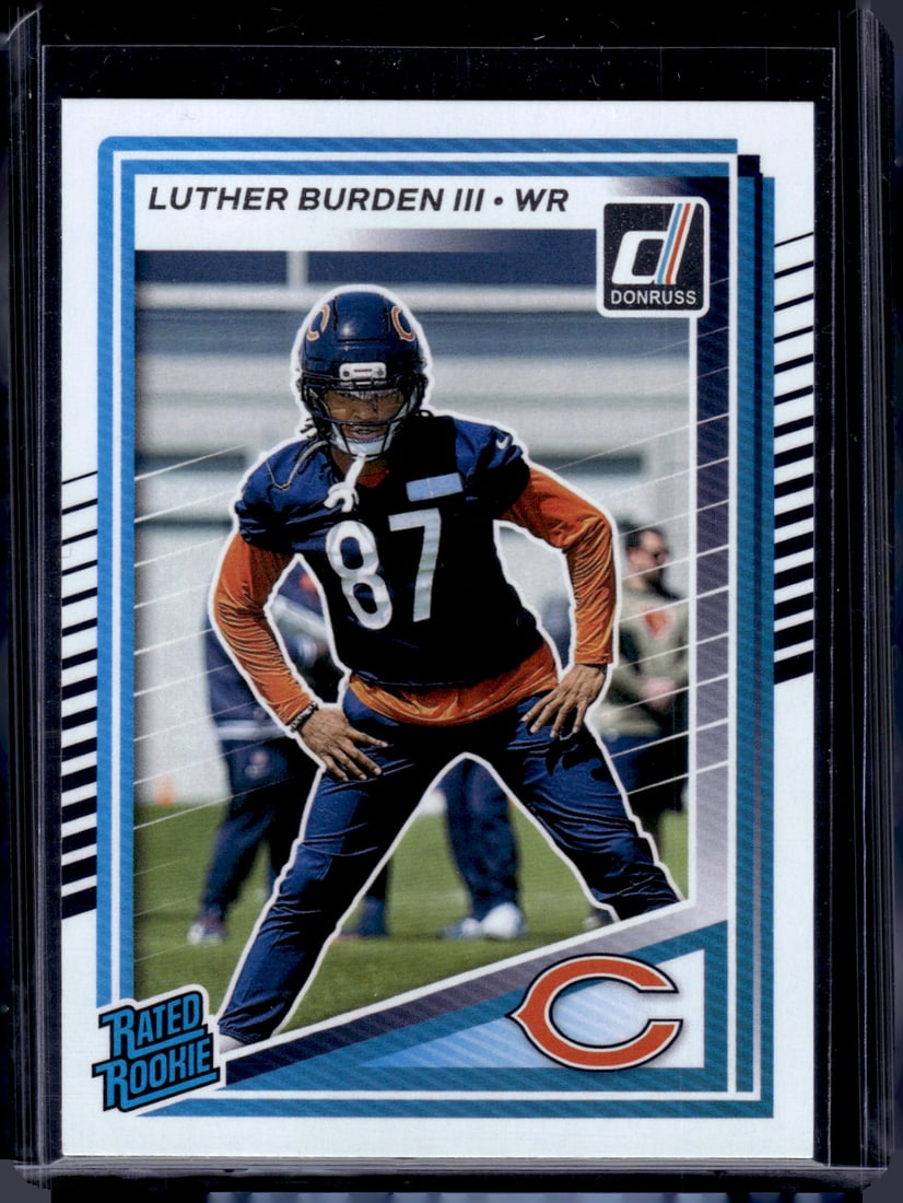 Luther Burden Rookie Card 2025 Panini Donruss #395 Chicago Bears: Panini Select, Prizm, Mosaic, Contenders, Zenith, Phoenix, Illusions, Absolute, Rookie NFL Sports Trading Cards, SP, SSP, Cards, Football Cards for Sale Near Me, Superbowl & Hall of Fame Player Cards,