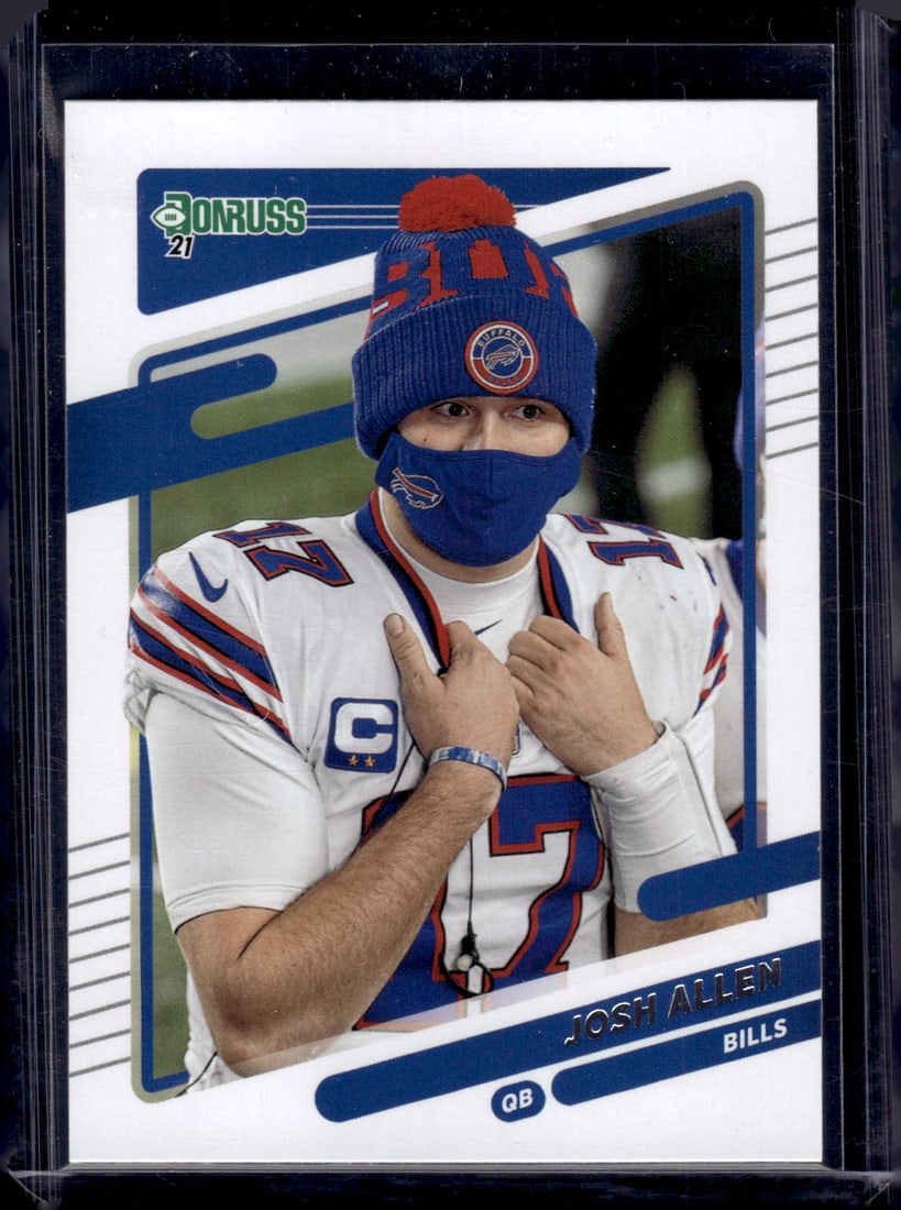 Josh Allen Mask Variation 2021 Panini Donruss #225 Buffalo Bills: Panini Select, Prizm, Mosaic, Contenders, Zenith, Phoenix, Illusions, Absolute, Rookie NFL Sports Trading Cards, SP, SSP, Cards, Football Cards for Sale Near Me, Superbowl & Hall of Fame Player Cards,