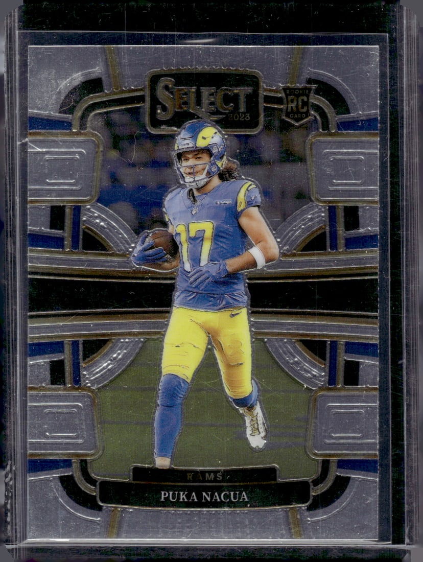 Puka Nacua Rookie Card 2023 Panini Select #56 Los Angeles Rams: Panini Select, Prizm, Mosaic, Contenders, Zenith, Phoenix, Illusions, Absolute, Rookie NFL Sports Trading Cards, SP, SSP, Cards, Football Cards for Sale Near Me, Superbowl & Hall of Fame Player Cards,