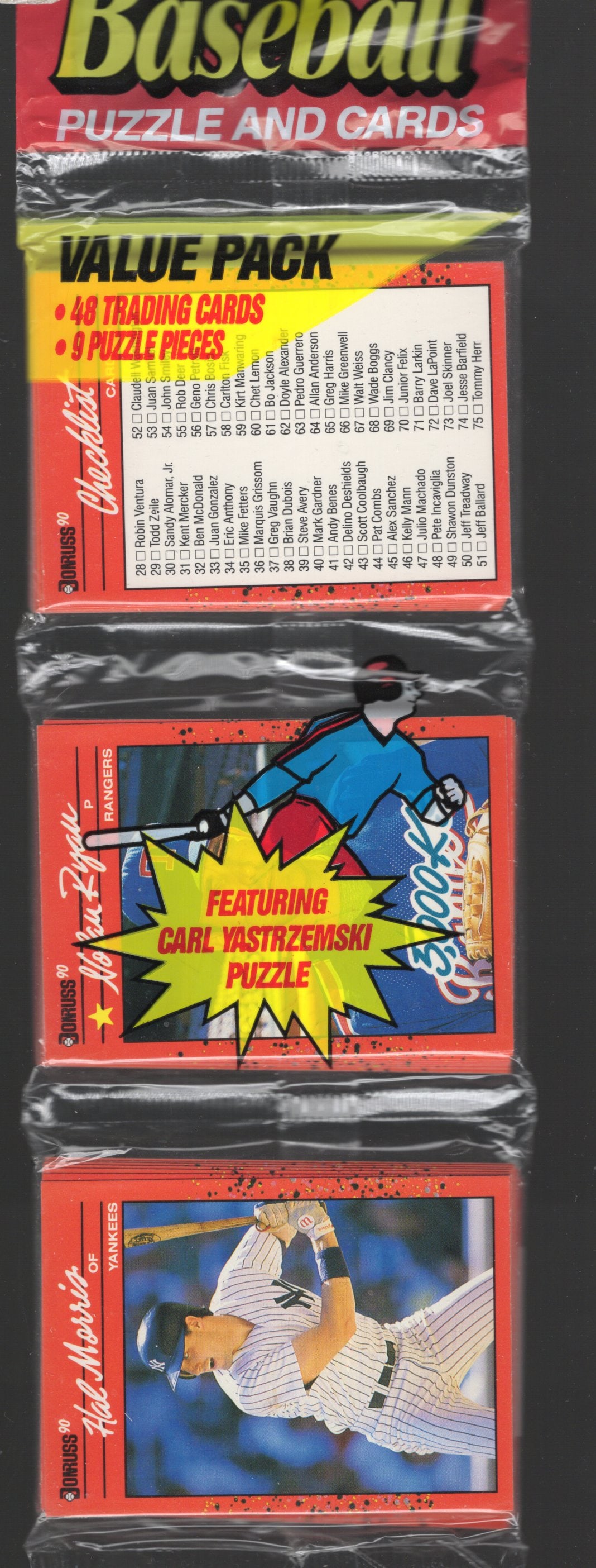 1990 Donruss Series 1 RACK PACK Vintage Baseball Card Nolan Ryan on the Front! (1 of 2)