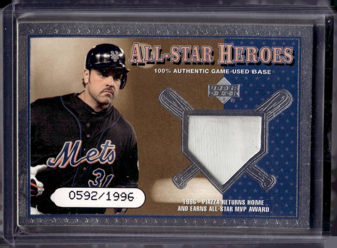 Mike Piazza Game Used Base Patch /1996 2001 Upper Deck #ASH-MP New York Mets (1 of 2)