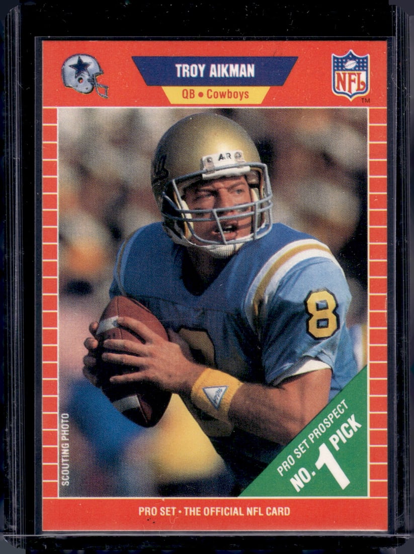 Troy Aikman Rookie Card 1989 Pro Set #490 Dallas Cowboys (1 of 2)