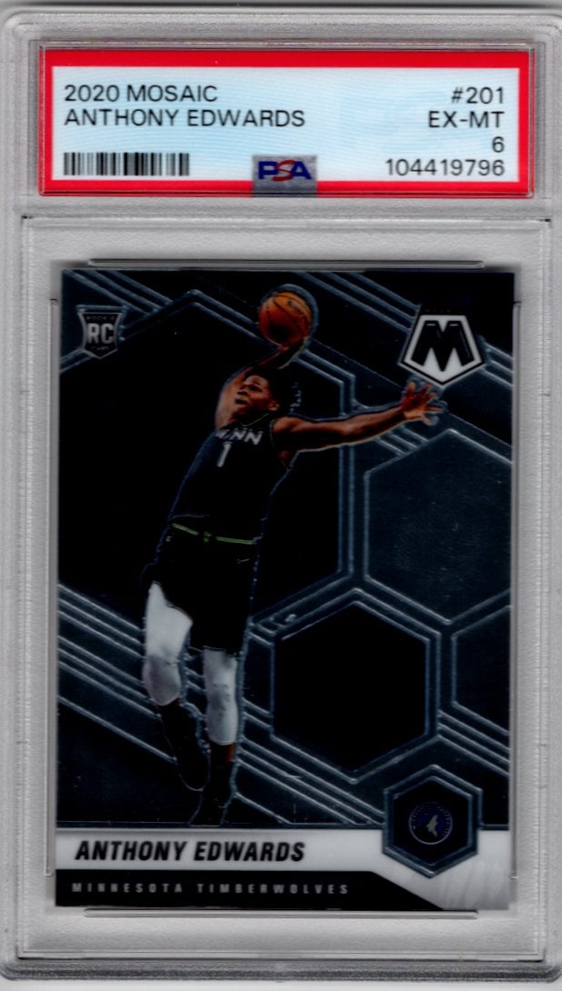 Anthony Edwards Rookie Card 2020 Panini Mosaic #201 PSA 6 Minnesota Timberwolves (1 of 2)