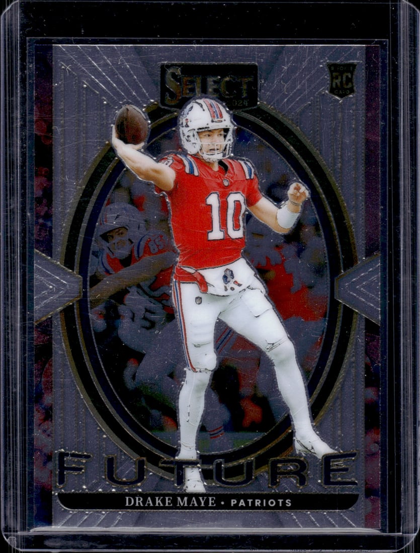 Drake Maye Rookie Card Future 2024 Panini Select #5 New England Patriots: Panini Select, Prizm, Mosaic, Contenders, Zenith, Phoenix, Illusions, Absolute, Rookie NFL Sports Trading Cards, SP, SSP, Cards, Football Cards for Sale Near Me, Superbowl & Hall of Fame Player Cards,