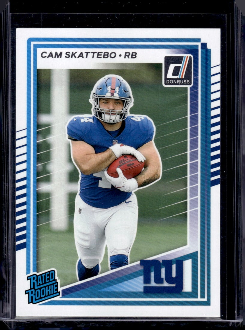 Cam Skattebo Rookie Card 2025 Panini Donruss #302 New York Giants: Panini Select, Prizm, Mosaic, Contenders, Zenith, Phoenix, Illusions, Absolute, Rookie NFL Sports Trading Cards, SP, SSP, Cards, Football Cards for Sale Near Me, Superbowl & Hall of Fame Player Cards,