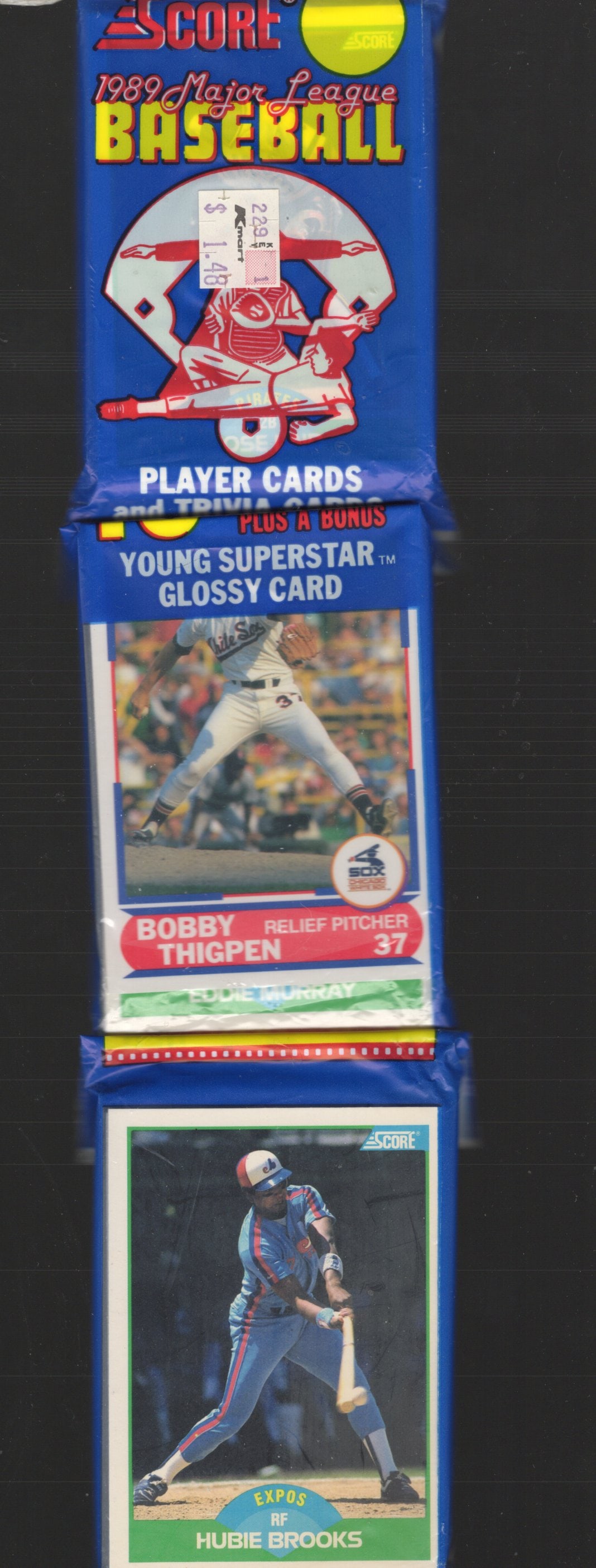 1989 Score Series 1 RACK PACK Vintage Baseball Card Factory Sealed - You Get the Pack Shown: Score Valuable Vintage Rookie Baseball MLB Trading Cards, Old Sports Cards for Sale Near Me, Rookie Cards In this Set Are Randy Johnson, Edgar Martinez, Craig Biggio, John Smoltz, Gary Sheffield, Worl