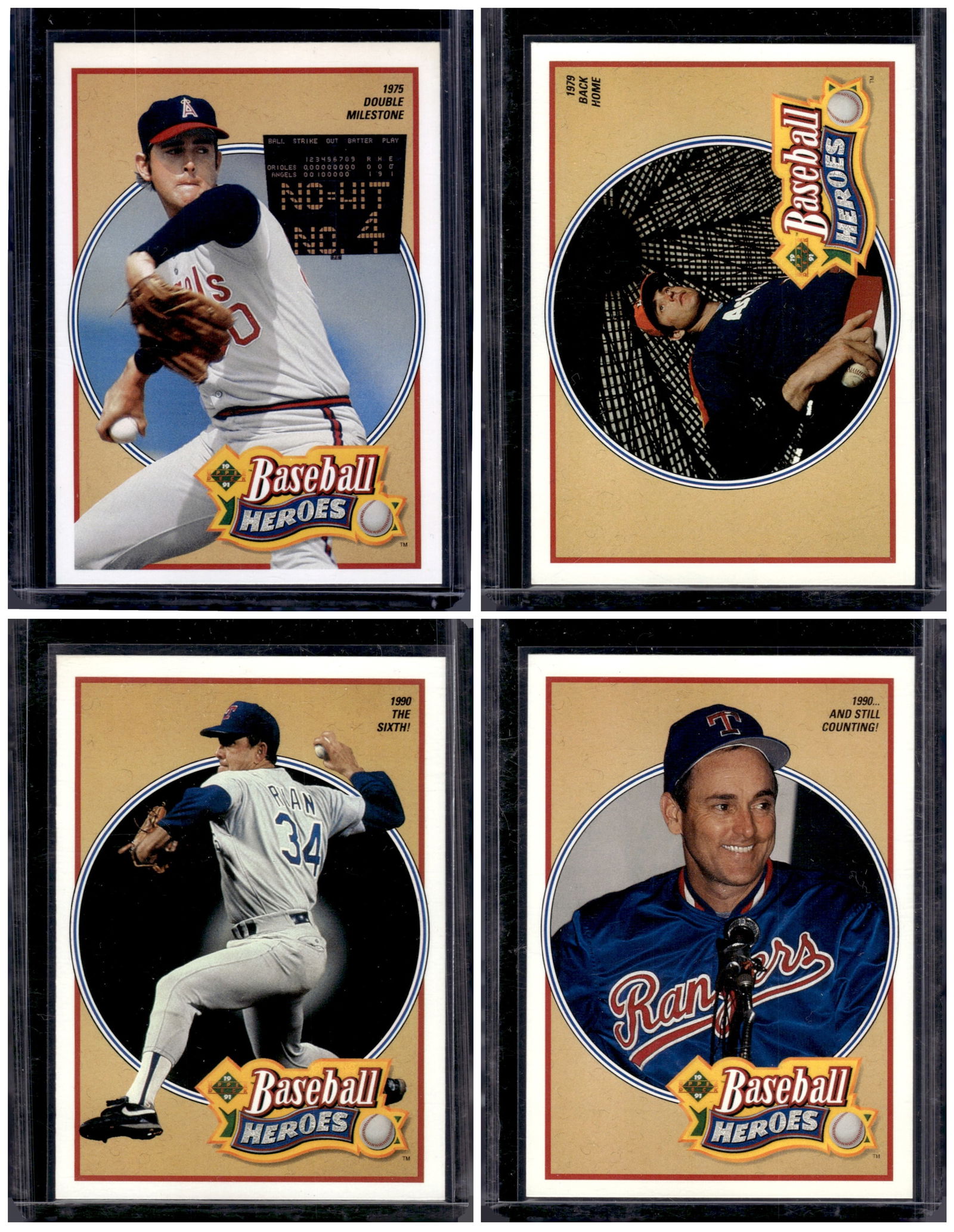 Lot of 4 Nolan Ryan 1991 Baseball Heroes All Different. Card Numbers #12, #13, #16, #17 (1 of 1)