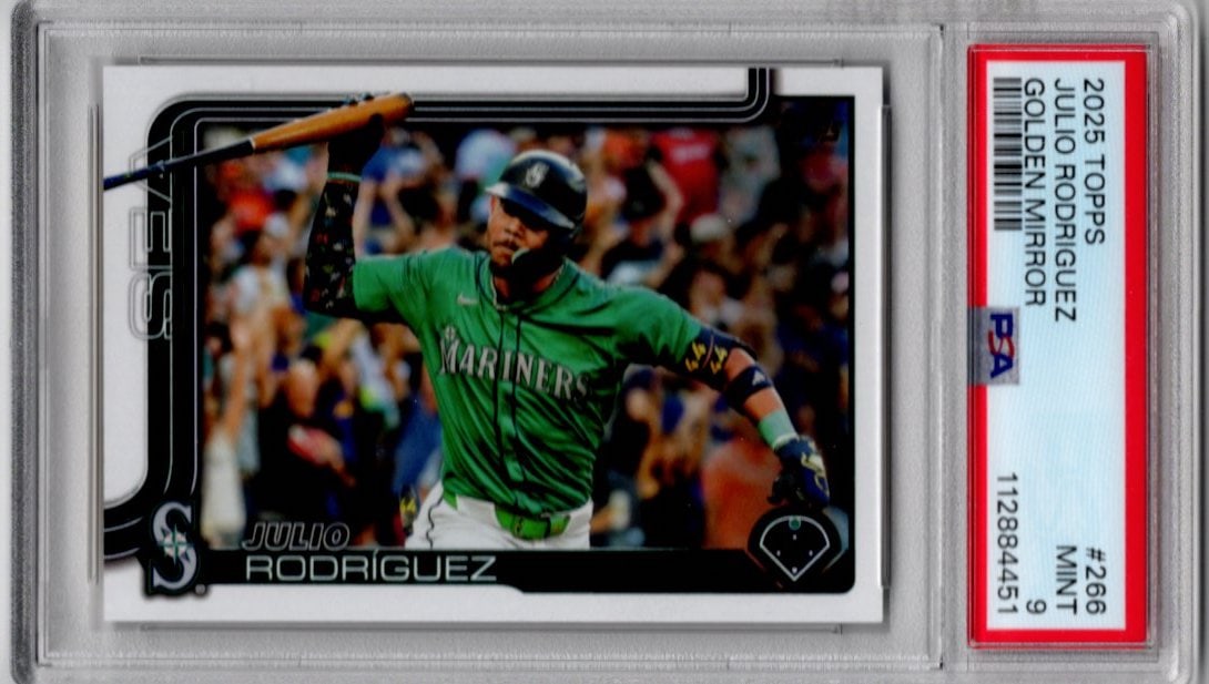 Julio Rodriguez Golden Mirror SSP 2025 Topps #266 PSA 9 Seattle Mariners (1 of 2)