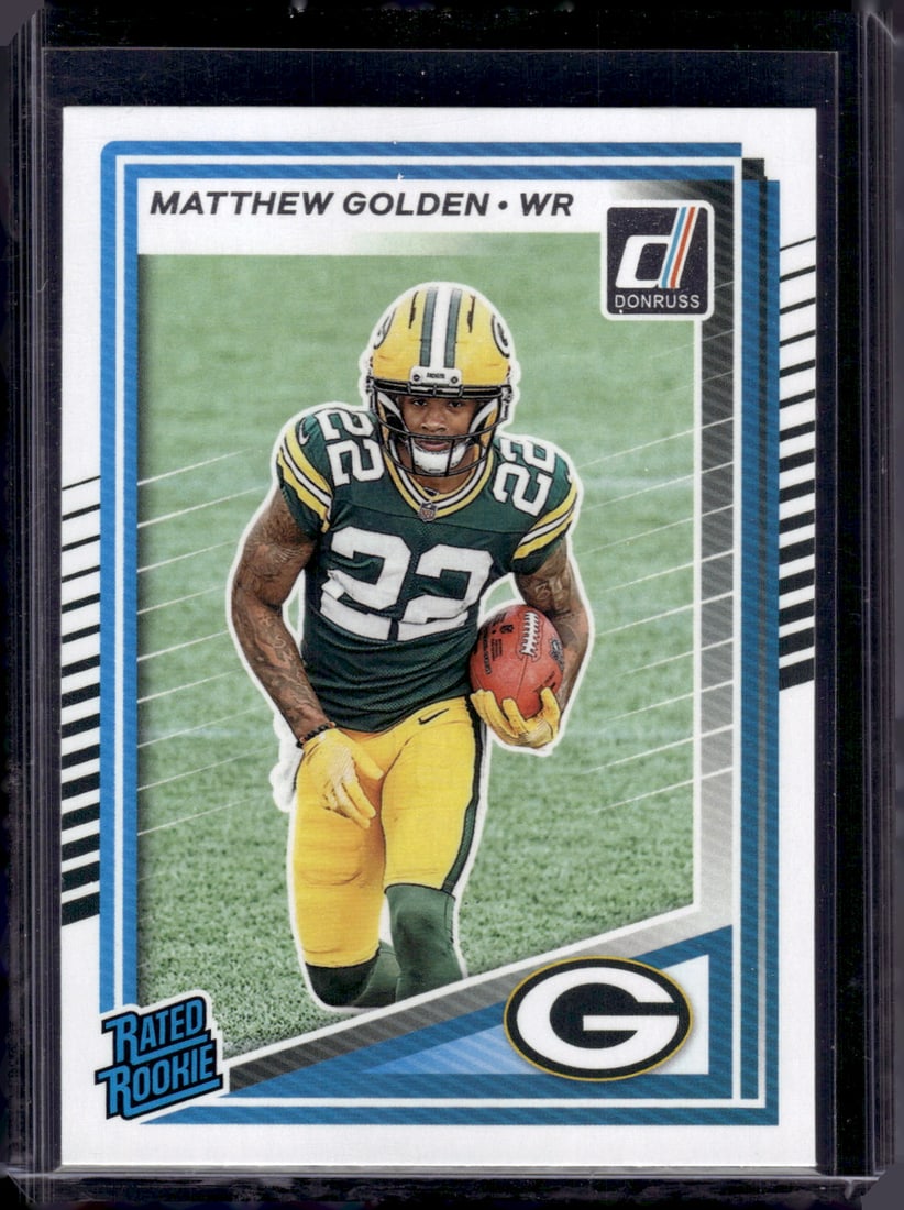 Matthew Golden Rookie Card 2025 Panini Donruss #311 Green Bay Packers: Panini Select, Prizm, Mosaic, Contenders, Zenith, Phoenix, Illusions, Absolute, Rookie NFL Sports Trading Cards, SP, SSP, Cards, Football Cards for Sale Near Me, Superbowl & Hall of Fame Player Cards,
