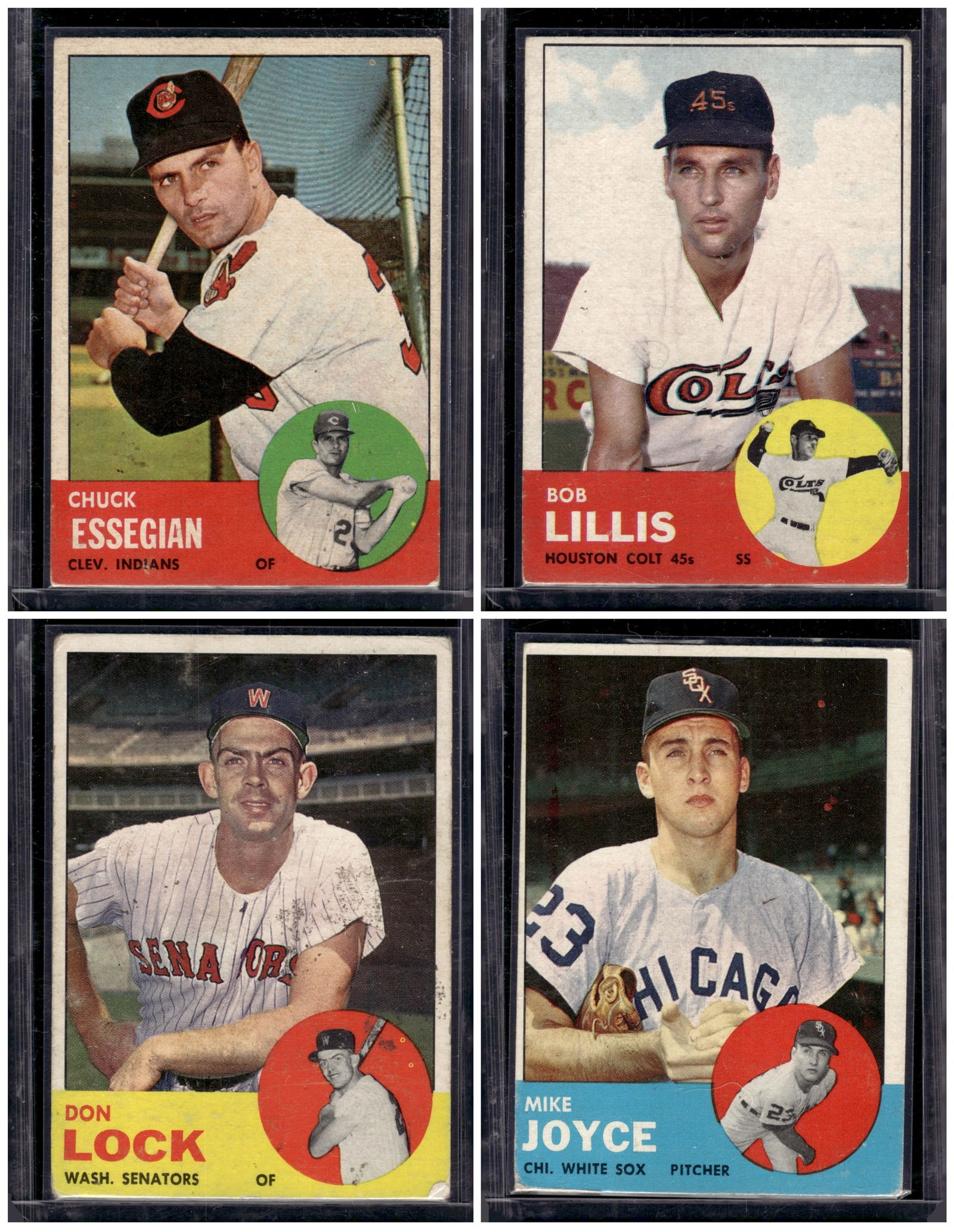 Lot of 4 1963 Topps Vintage Baseball Cards. All Different, See Pictures for Condition (1 of 2)
