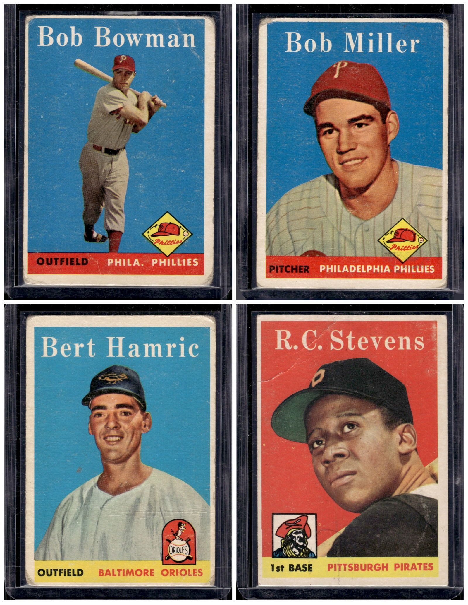 Lot of 4 1958 Topps Vintage Baseball Cards. All Different, See Pictures for Condition (1 of 2)
