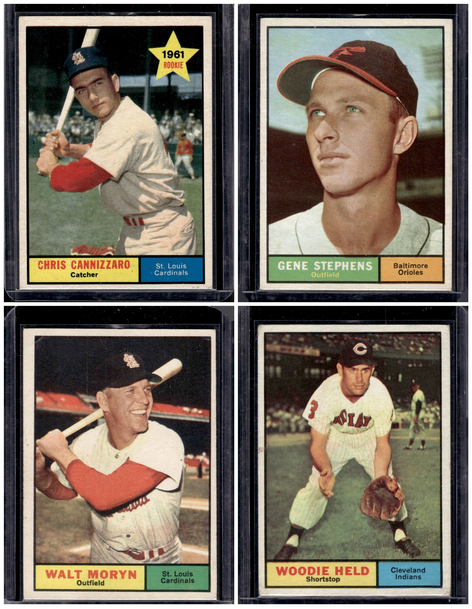 Lot of 4 1961 Topps Vintage Baseball Cards. All Different, See Pictures for Condition (1 of 2)