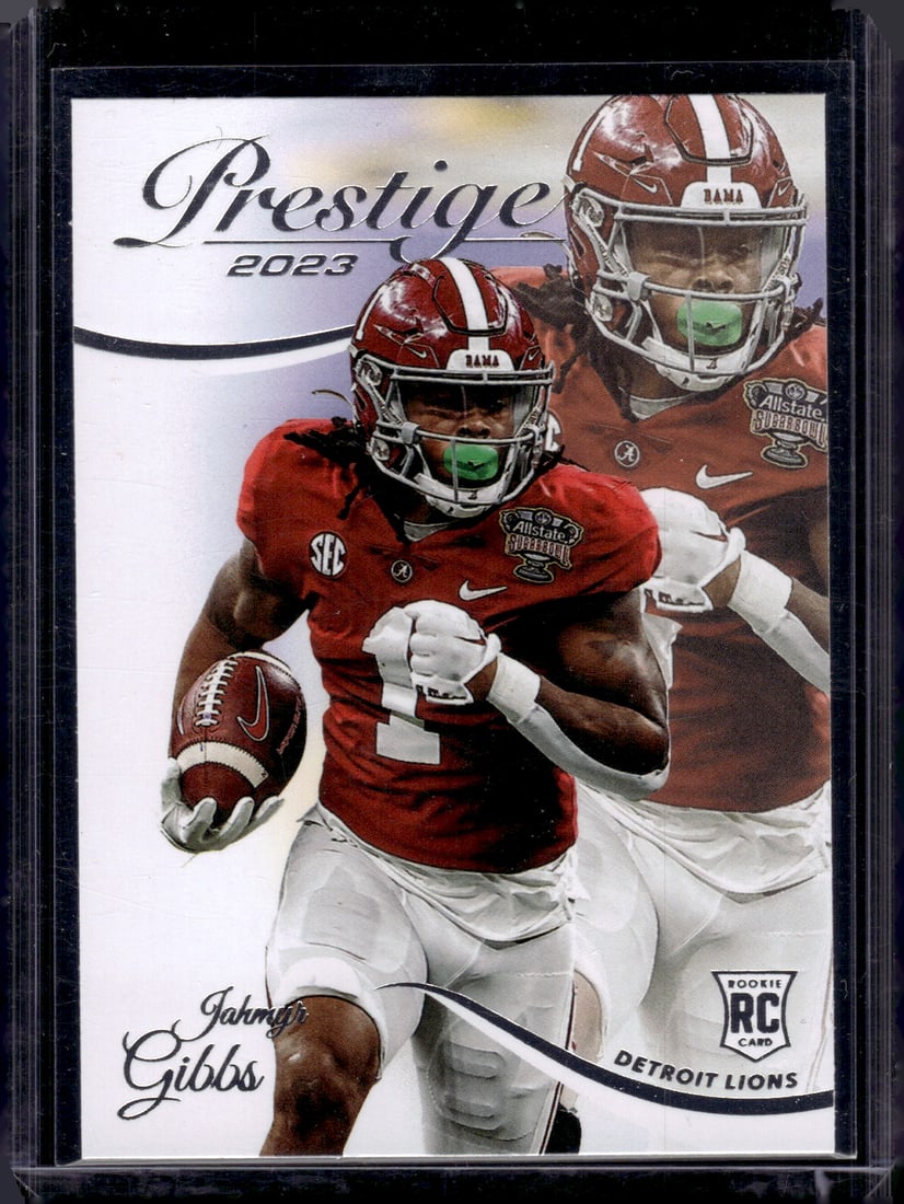 Jahmyr Gibbs Rookie Card 2023 Panini Prestige #343 Detroit Lions: Panini Select, Prizm, Mosaic, Contenders, Zenith, Phoenix, Illusions, Absolute, Rookie NFL Sports Trading Cards, SP, SSP, Cards, Football Cards for Sale Near Me, Superbowl & Hall of Fame Player Cards,