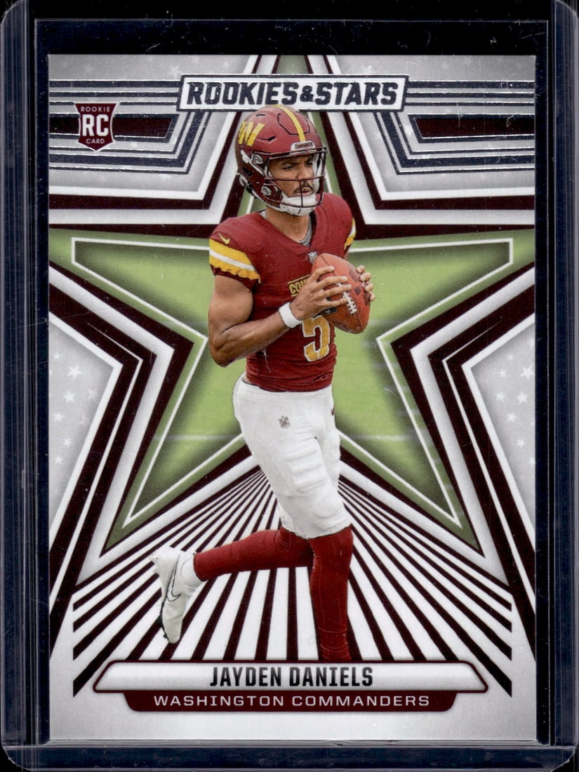 Jayden Daniels Rookie Card 2024 Panini Rookies & Stars #148 Commanders: Panini Select, Prizm, Mosaic, Contenders, Zenith, Phoenix, Illusions, Absolute, Rookie NFL Sports Trading Cards, SP, SSP, Cards, Football Cards for Sale Near Me, Superbowl & Hall of Fame Player Cards,