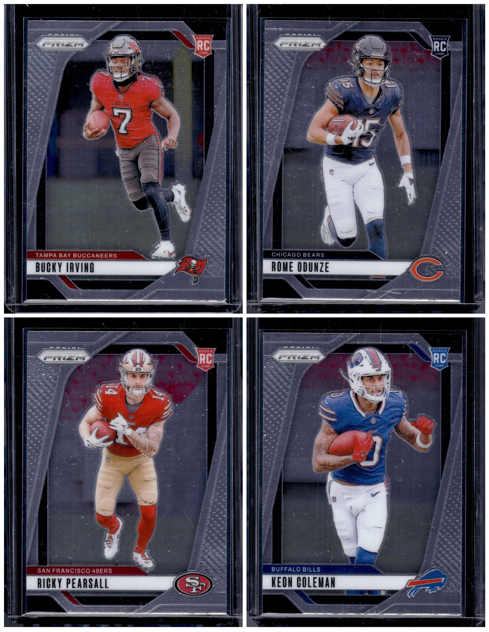 Lot of 4 2024 Panini Prizm NFL Rookie Cards. Irving, Odunze, Pearsall, Coleman: Panini Select, Prizm, Mosaic, Contenders, Zenith, Phoenix, Illusions, Absolute, Rookie NFL Sports Trading Cards, SP, SSP, Cards, Football Cards for Sale Near Me, Superbowl & Hall of Fame Player Cards,