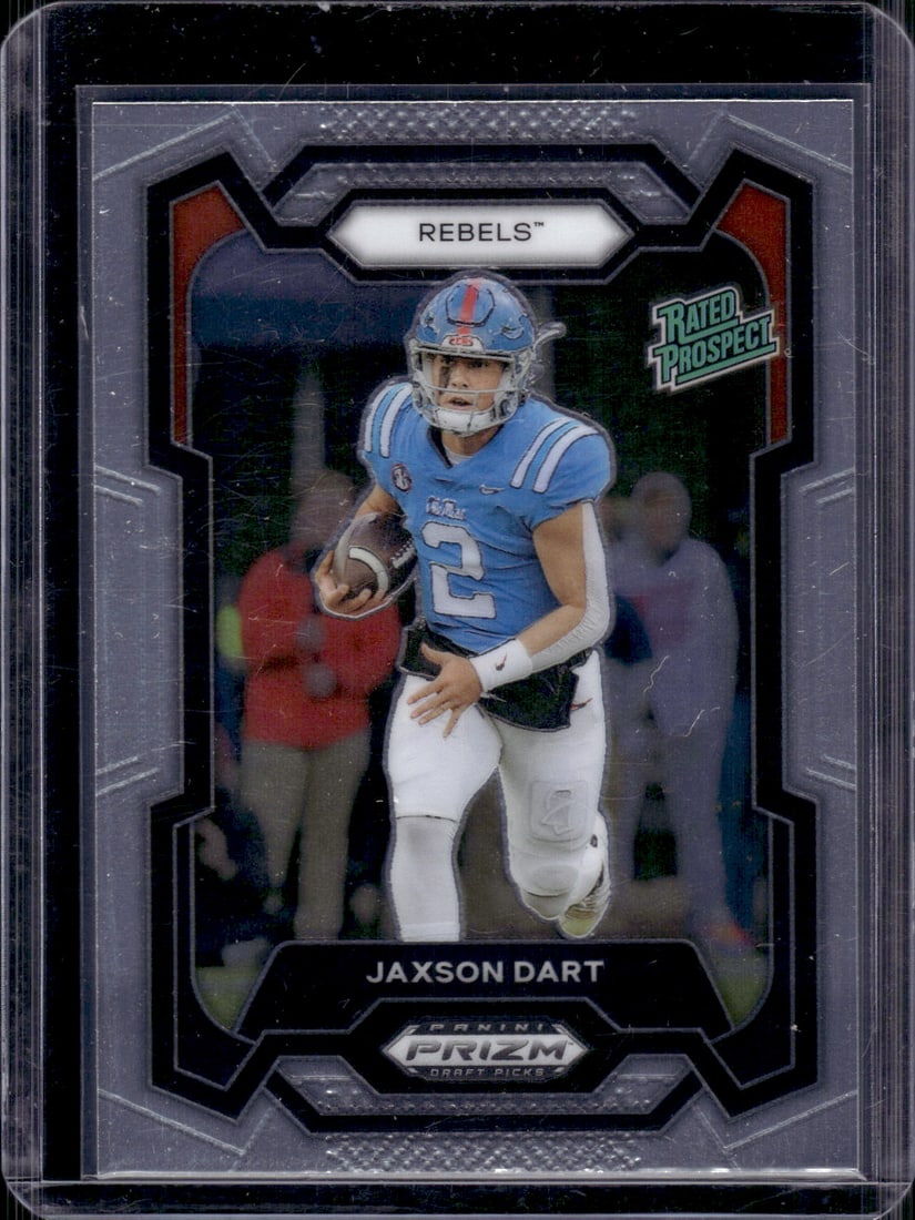 Jaxson Dart Rated Prospect 2024 Prizm Draft Picks #147 Ole Miss Rebels, Giants: Panini Select, Prizm, Mosaic, Contenders, Zenith, Phoenix, Illusions, Absolute, Rookie NFL Sports Trading Cards, SP, SSP, Cards, Football Cards for Sale Near Me, Superbowl & Hall of Fame Player Cards,