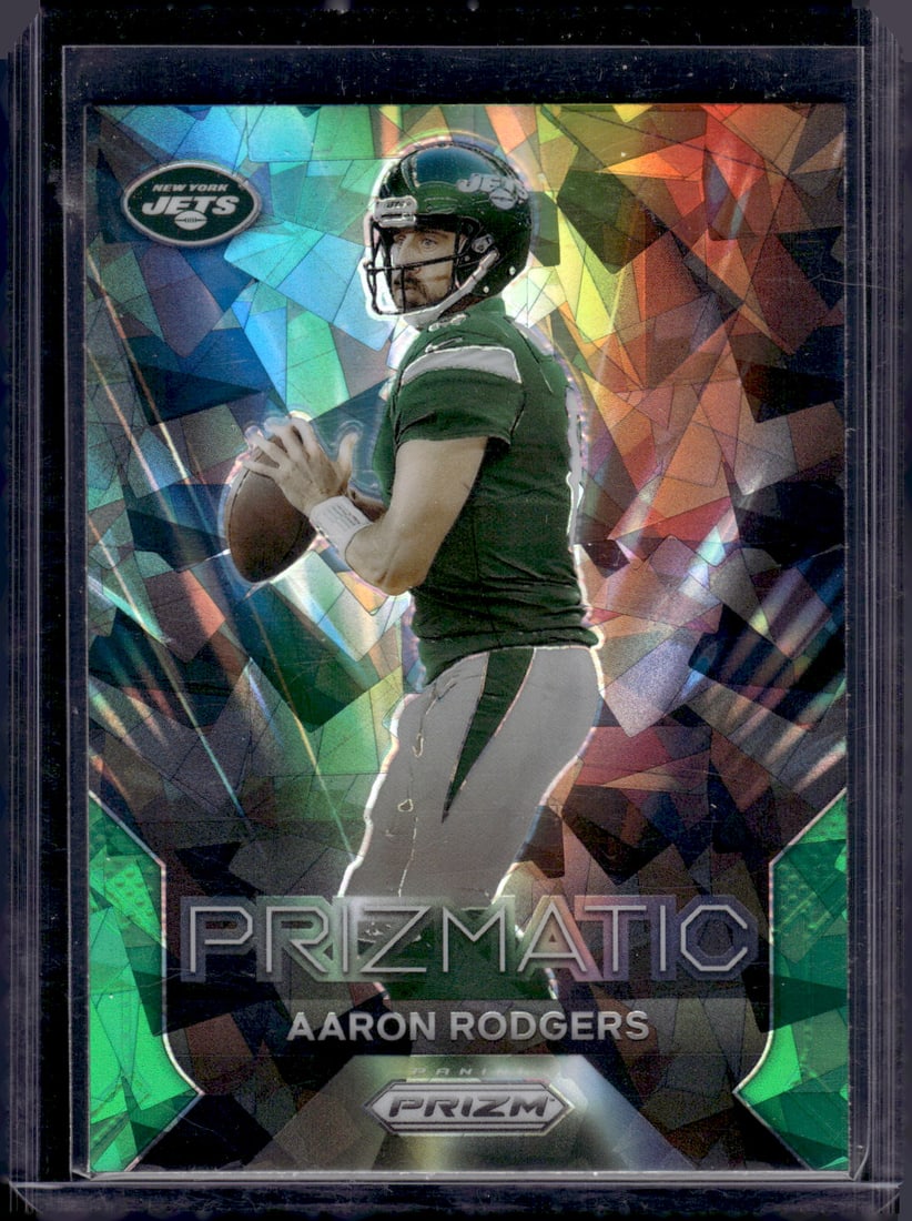 Aaron Rodgers Prizmatic Green Ice 2023 Panini Prizm #8 Jets, Packers, Steelers (1 of 2)