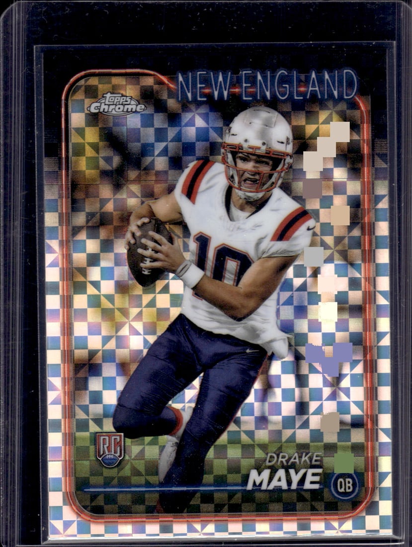 Drake Maye Rookie Card Xfractor 2024 Topps Chrome #203 New England Patriots (1 of 2)
