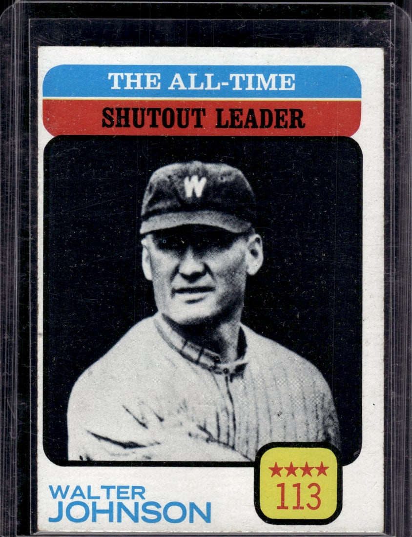 Walter Johnson All Time Shutout Leader 1973 Topps #476 Vintage Baseball Card (1 of 1)