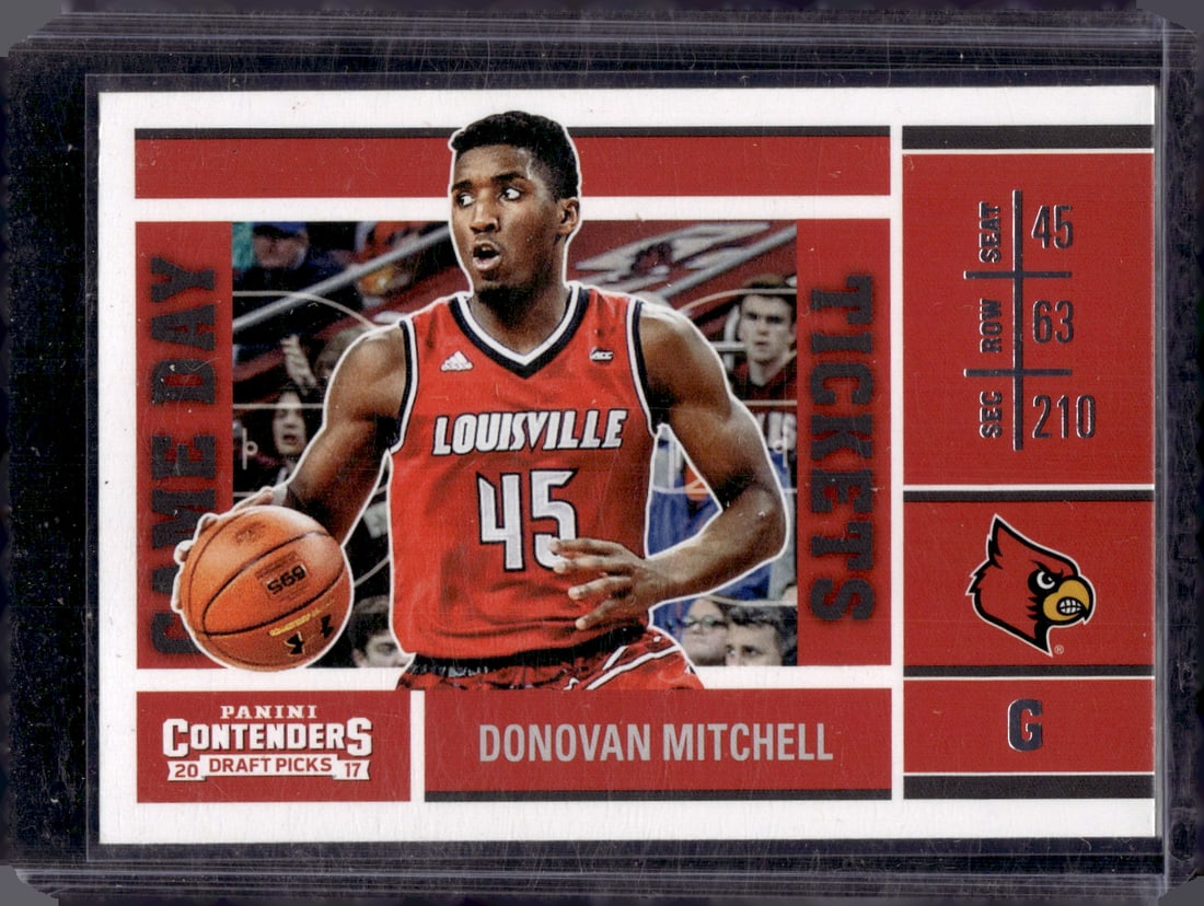 Donovan Mitchell Rookie Card 2017 Panini Contenders Draft Picks #29 Louisville, Cavaliers (1 of 2)