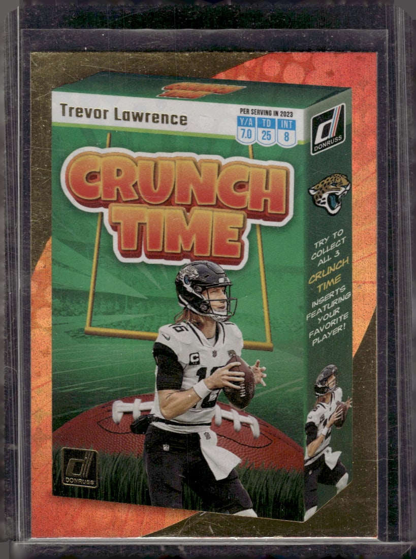 Trevor Lawrence Crunch Time Galactic Gold 2023 Panini Donruss #CT-5 Jaguars: Panini Select, Prizm, Mosaic, Contenders, Zenith, Phoenix, Illusions, Absolute, Rookie NFL Sports Trading Cards, SP, SSP, Cards, Football Cards for Sale Near Me, Superbowl & Hall of Fame Player Cards,
