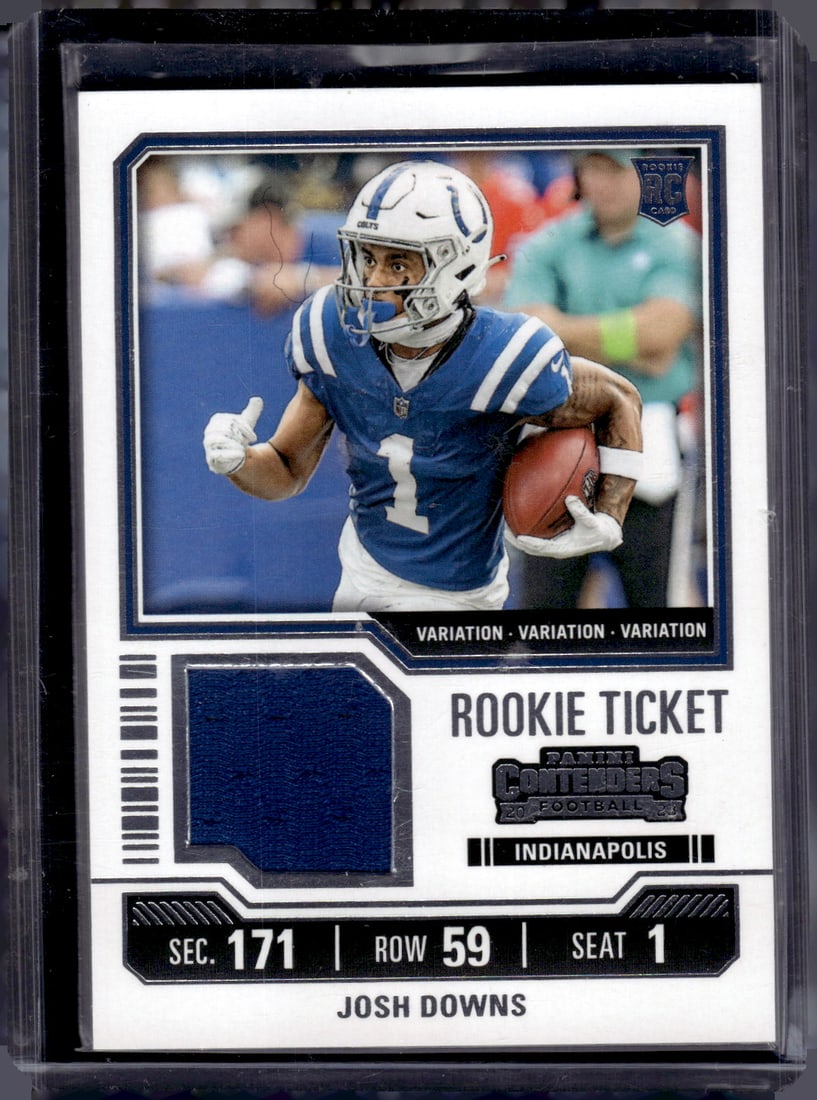 Josh Downs Rookie Ticket Variation Patch 2023 Contenders #TS21V Colts: Panini Select, Prizm, Mosaic, Contenders, Zenith, Phoenix, Illusions, Absolute, Rookie NFL Sports Trading Cards, SP, SSP, Cards, Football Cards for Sale Near Me, Superbowl & Hall of Fame Player Cards,