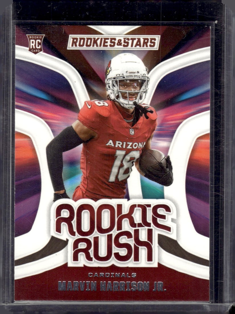 Marvin Harrison Jr. Rookie Rush 2024 Rookies & Stars #RR-MHJ Arizona Cardinals: Panini Select, Prizm, Mosaic, Contenders, Zenith, Phoenix, Illusions, Absolute, Rookie NFL Sports Trading Cards, SP, SSP, Cards, Football Cards for Sale Near Me, Superbowl & Hall of Fame Player Cards,