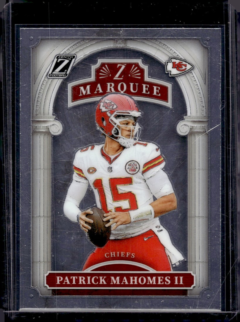 Patrick Mahomes Z Marquee 2024 Panini Zenith #13 Kansas City Chiefs: Panini Select, Prizm, Mosaic, Contenders, Zenith, Phoenix, Illusions, Absolute, Rookie NFL Sports Trading Cards, SP, SSP, Cards, Football Cards for Sale Near Me, Superbowl & Hall of Fame Player Cards,