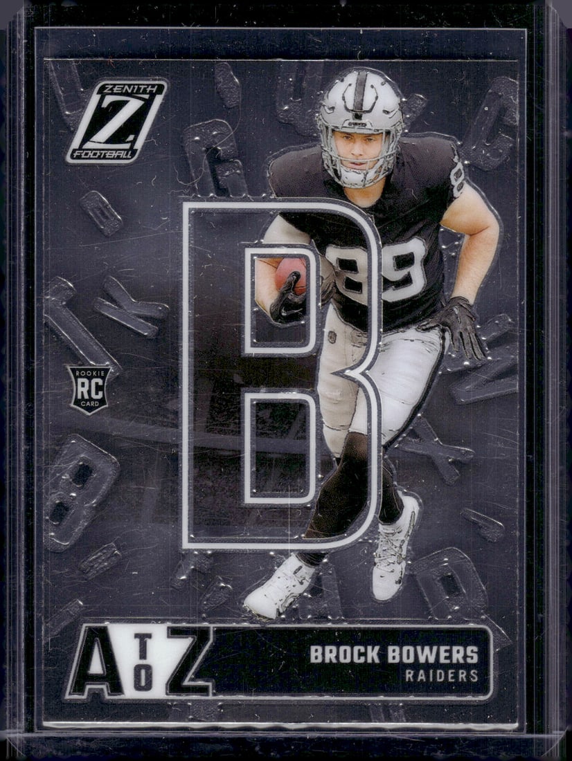 Brock Bowers Rookie Card A to Z 2024 Panini Zenith #2 Las Vegas Raiders: Panini Select, Prizm, Mosaic, Contenders, Zenith, Phoenix, Illusions, Absolute, Rookie NFL Sports Trading Cards, SP, SSP, Cards, Football Cards for Sale Near Me, Superbowl & Hall of Fame Player Cards,