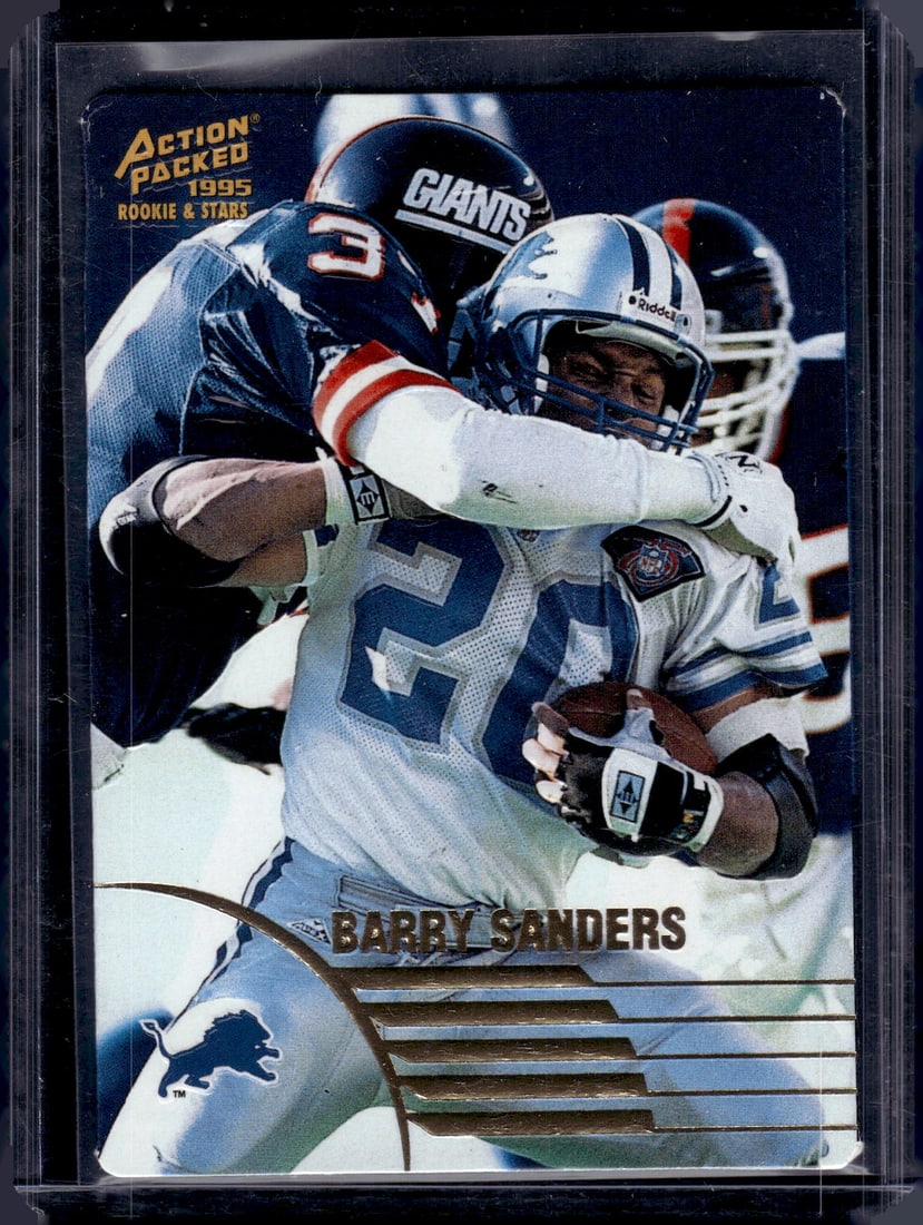 Barry Sanders 1995 Action Packed Rookies & Stars #12 Detroit Lions: Fleer Vintage Football NFL Trading Cards, Old Sports Cards for Sale Near Me, Hall of Fame & Super Bowl Player Cards, Auction Memorabilia Lots for Sale on Line