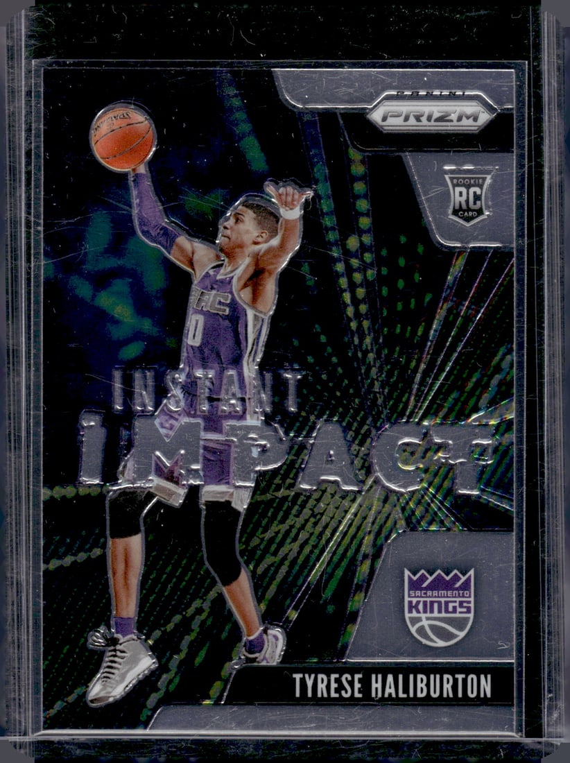 Tyrese Haliburton Rookie Card Instant Impact 2020-21 Panini Prizm #9 Kings, Pacers: Panini Select, Prizm, Mosaic, Contenders, Revolution, Phoenix, NBA Hoops, Rookie NFL Sports Trading Cards, Silver, SP, SSP, Wave Prizms, Numbered Cards, Basketball sports Cards for Sale Near Me, NBA C