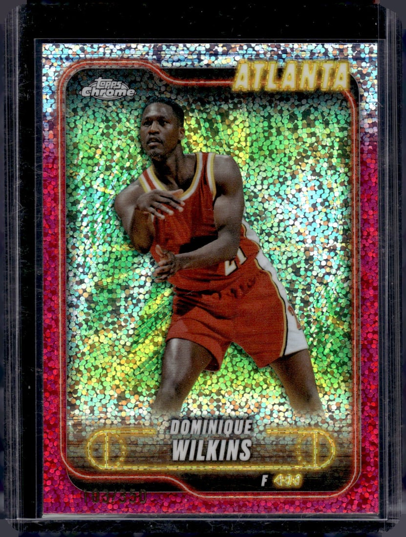Dominique Wilkins Magenta Speckle Refractor /350 2024-25 Topps Chrome #39 Atlanta Hawks (1 of 2)