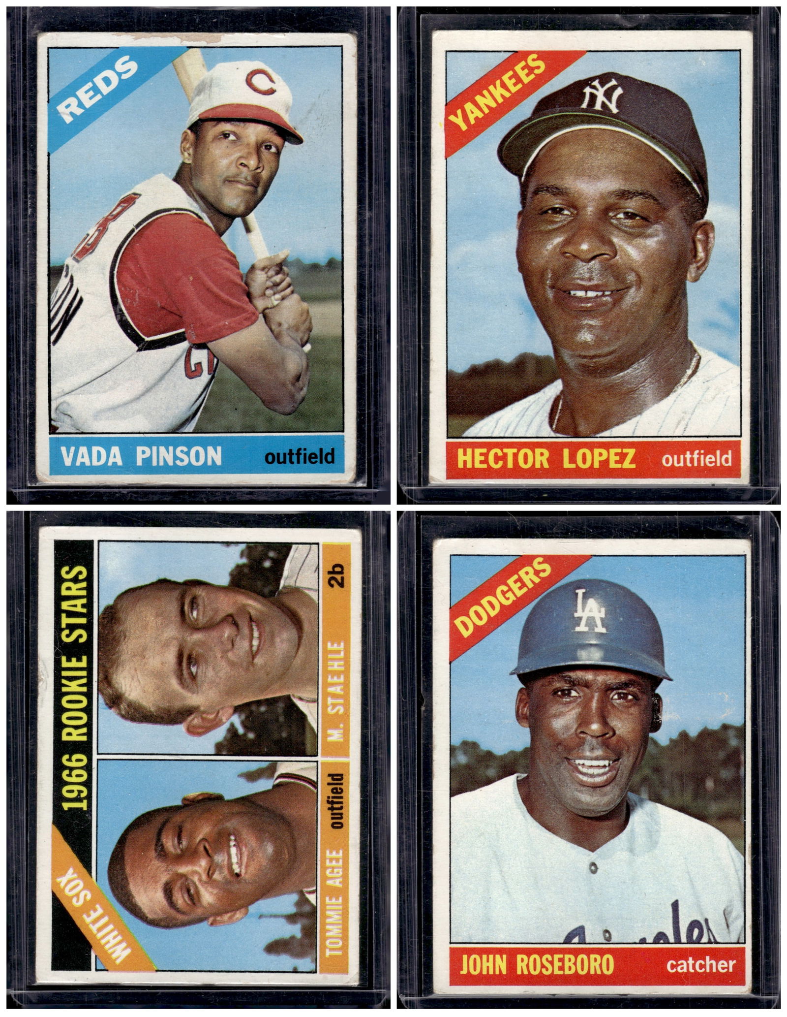 Lot of 4 1966 Topps Vintage Baseball Cards. All Different, See Pictures For Condition (1 of 2)