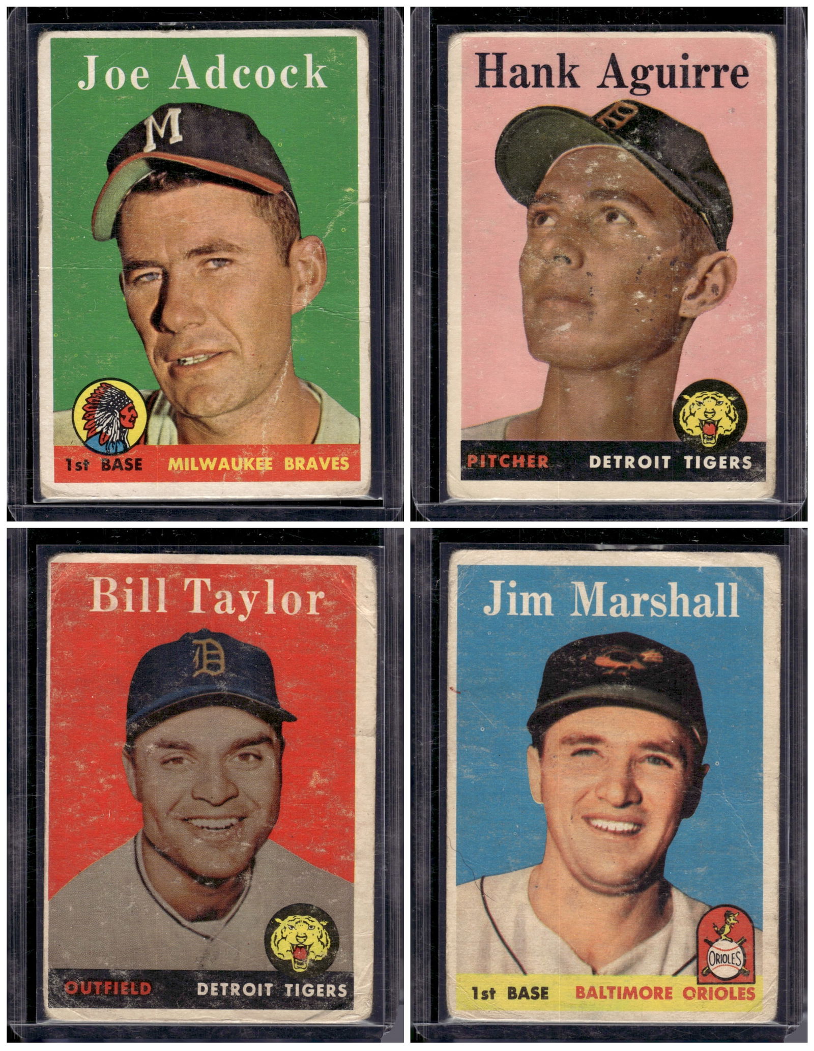 Lot of 4 1958 Topps Vintage Baseball Cards. All Different, Poor Condition See Pictures (1 of 2)