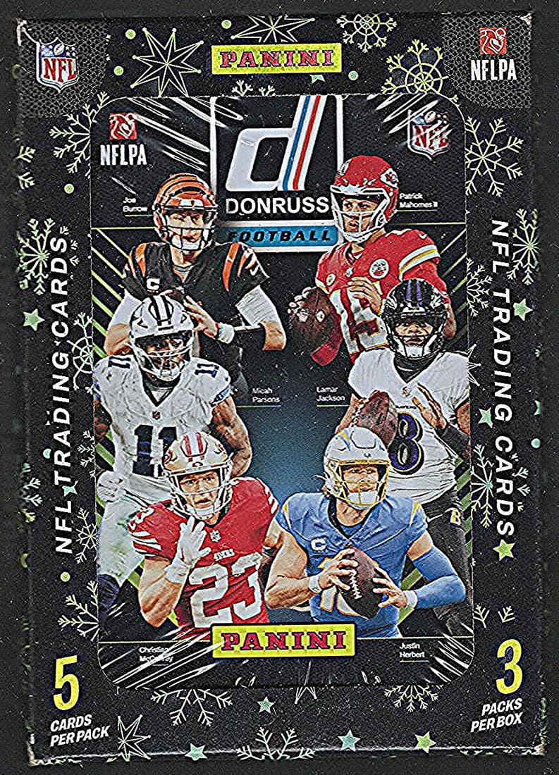 2025 Donruss Football Christmas Tin - Cam Ward, Emeka Egbuka, Ashton Jeanty, Travis Hunter, Omarion (1 of 1)