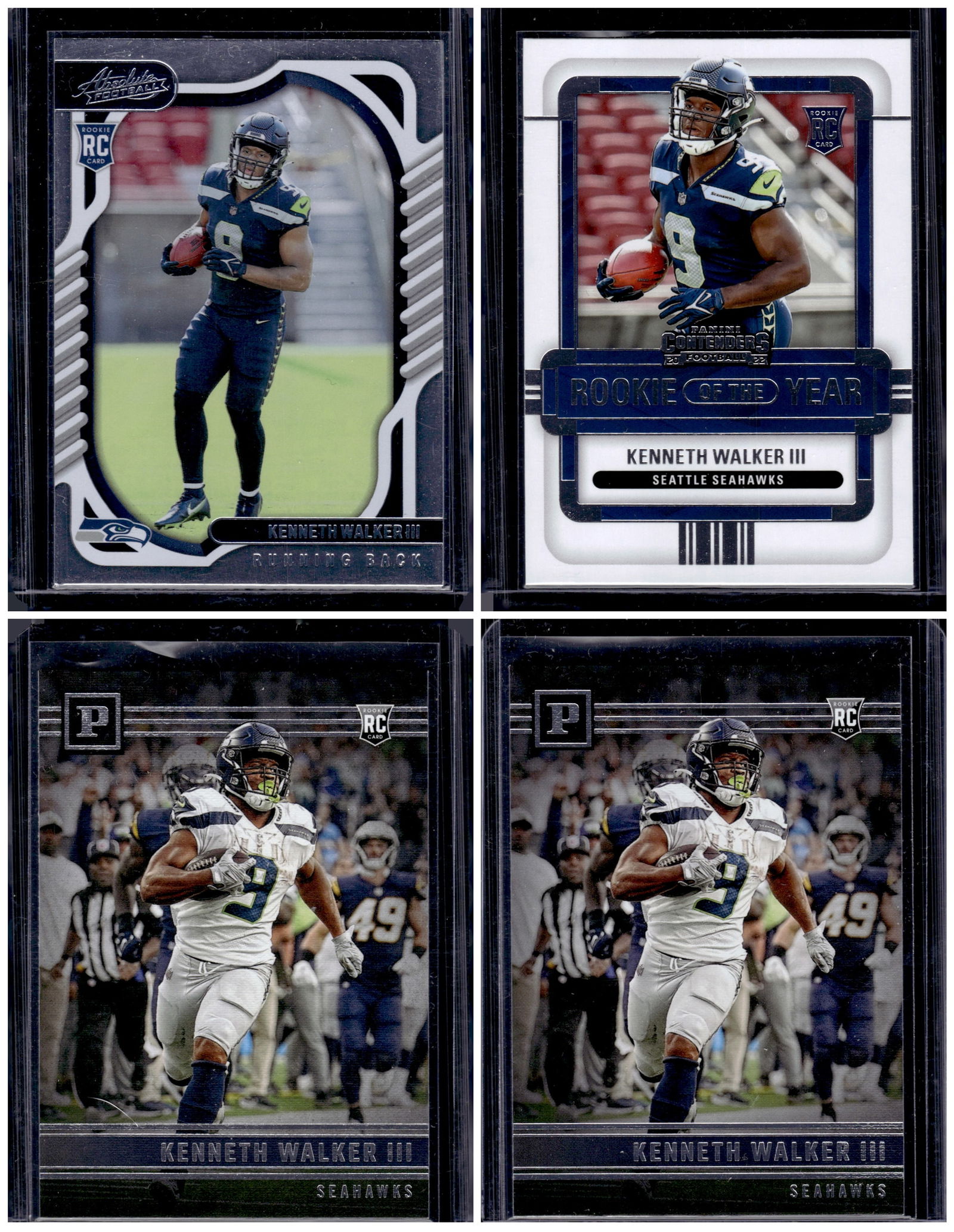 Lot of 4 Kenneth Walker Rookie Cards. All Panini, All Different (1 of 1)