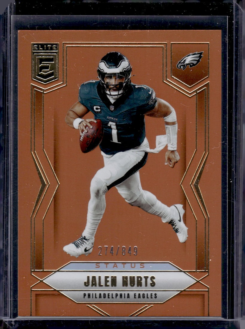 Jalen Hurts Metallic Orange /849 2025 Donruss Elite #22 Philadelphia Eagles: Donruss Football NLF Trading & Sports Cards, Sports Cards for Sale Near Me, Valuable Memorabilia Auction Lots Sold On Line, SP, SSP