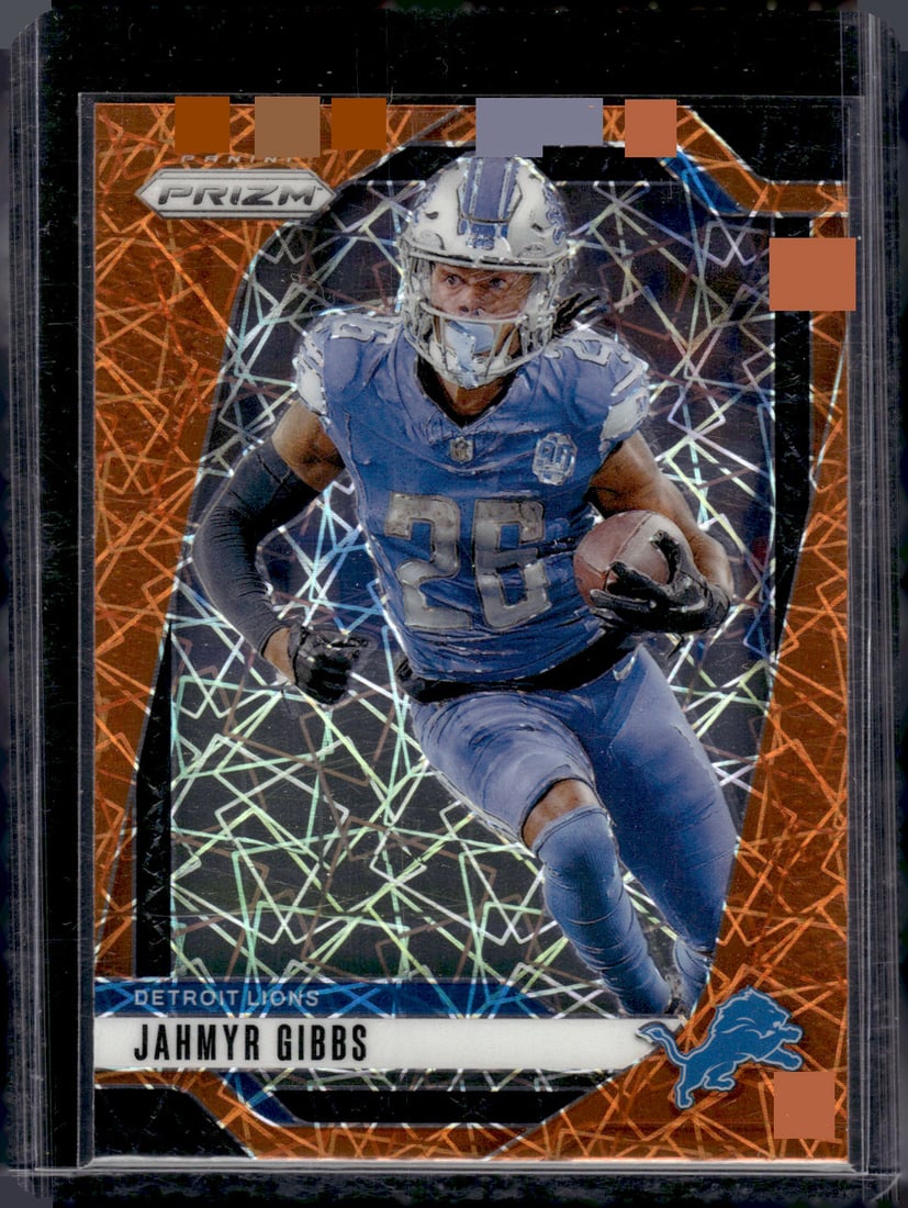 Jahmyr Gibbs Orange Lazer Prizm 2024 Panini Prizm #93 Detroit Lions: Panini Select, Prizm, Mosaic, Contenders, Zenith, Phoenix, Illusions, Absolute, Rookie NFL Sports Trading Cards, SP, SSP, Cards, Football Cards for Sale Near Me, Superbowl & Hall of Fame Player Cards,