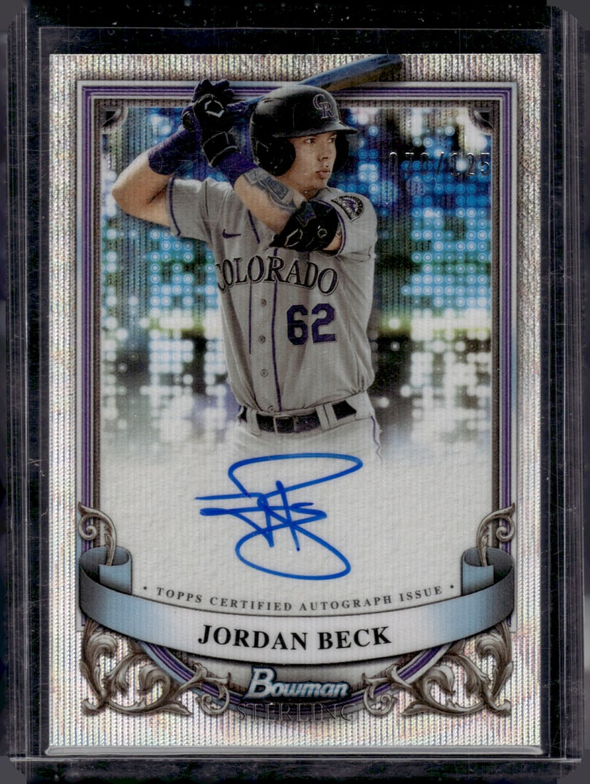 Jordan Beck Prospect Auto Wave /125 2024 Bowman Sterling #PA-JB Colorado Rockies (1 of 2)