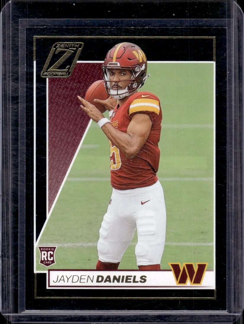 Jayden Daniels Rookie Card 2024 Panini Zenith #148 Washington Commanders: Panini Select, Prizm, Mosaic, Contenders, Zenith, Phoenix, Illusions, Absolute, Rookie NFL Sports Trading Cards, SP, SSP, Cards, Football Cards for Sale Near Me, Superbowl & Hall of Fame Player Cards,