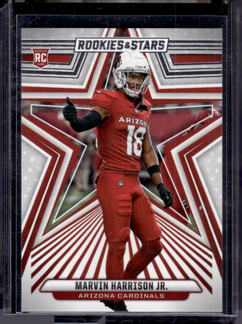 Marvin Harrison Jr. Rookie Card 2024 Panini Rookies & Stars #176 Arizona Cardinals: Panini Select, Prizm, Mosaic, Contenders, Zenith, Phoenix, Illusions, Absolute, Rookie NFL Sports Trading Cards, SP, SSP, Cards, Football Cards for Sale Near Me, Superbowl & Hall of Fame Player Cards,