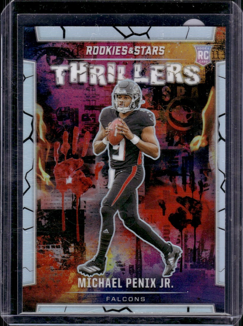 Michael Penix Jr. Rookie Card Thrillers Silver Prizm 2024 Panini Rookies & Stars #T-MPJ: Panini Select, Prizm, Mosaic, Contenders, Zenith, Phoenix, Illusions, Absolute, Rookie NFL Sports Trading Cards, SP, SSP, Cards, Football Cards for Sale Near Me, Superbowl & Hall of Fame Player Cards,