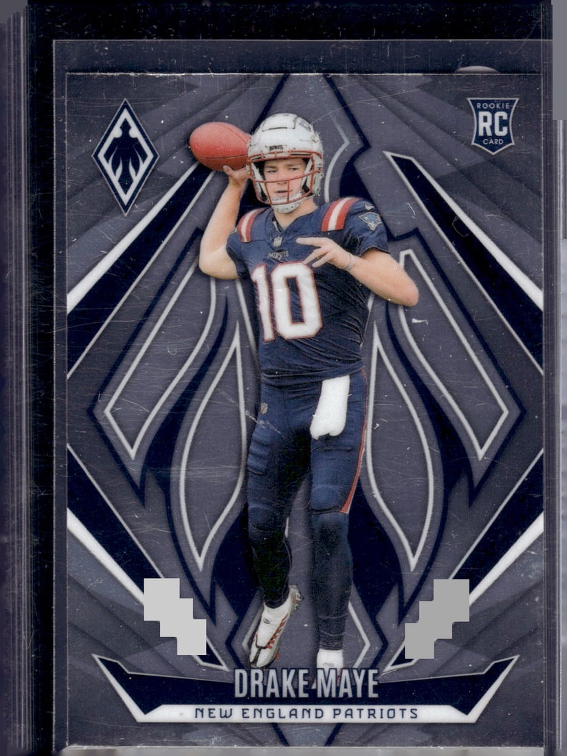 Drake Maye Rookie Card 2024 Panini Phoenix #179 New England Patriots: Panini Select, Prizm, Mosaic, Contenders, Zenith, Phoenix, Illusions, Absolute, Rookie NFL Sports Trading Cards, SP, SSP, Cards, Football Cards for Sale Near Me, Superbowl & Hall of Fame Player Cards,