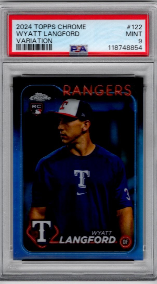 Wyatt Langford Rookie Card Image Variation Refractor SP 2024 Topps Chrome #122 PSA 9 (1 of 2)