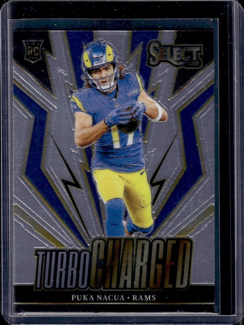 Puka Nacua Rookie Card Turbocharged 2023 Panini Select #TUR-PNA Los Angeles Rams: Panini Select, Prizm, Mosaic, Contenders, Zenith, Phoenix, Illusions, Absolute, Rookie NFL Sports Trading Cards, SP, SSP, Cards, Football Cards for Sale Near Me, Superbowl & Hall of Fame Player Cards,