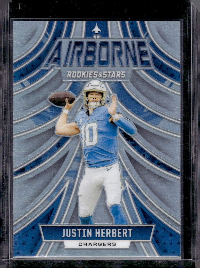 Justin Herbert Airborne Silver Prizm 2024 Rookies & Stars #A-JHT Los Angeles Chargers (1 of 2)
